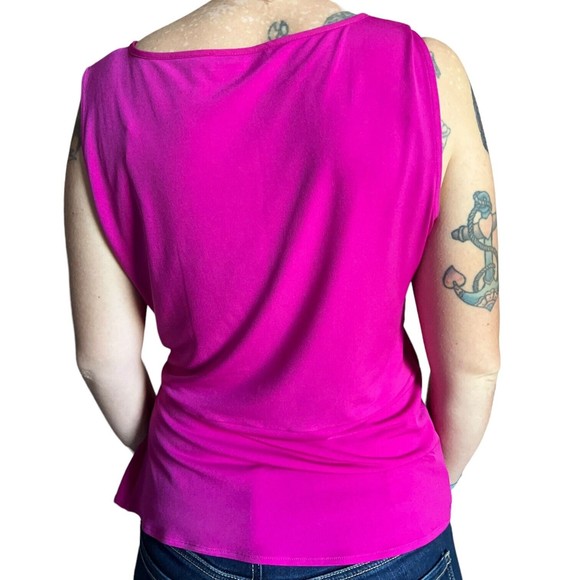 Calvin Klein Women's Sleeveless Blouse Side Tie Chiffon Tank Top w Bow Medium M - Picture 3 of 13